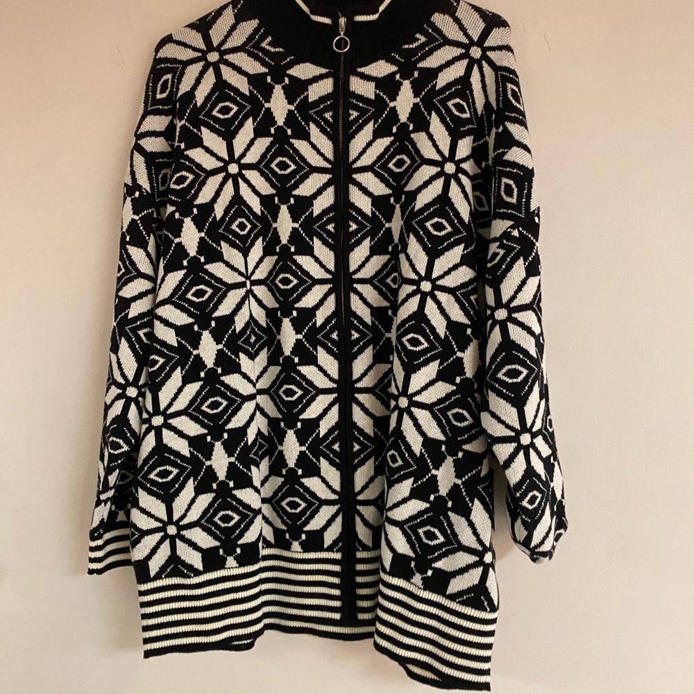 NWT Jacquard Zip Front Sweater from Lane Bryant